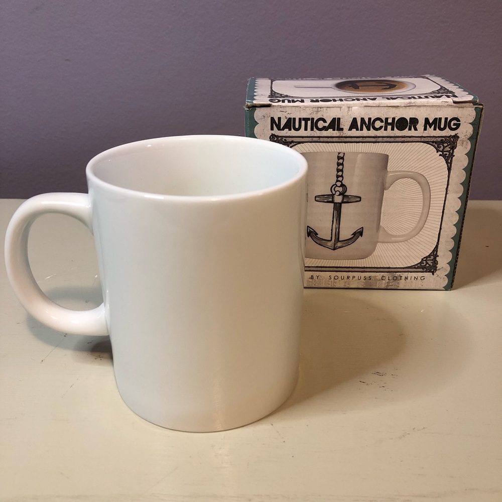 Sourpuss Nautical Anchor Coffee Mug Cup White New - Picture 2 of 6